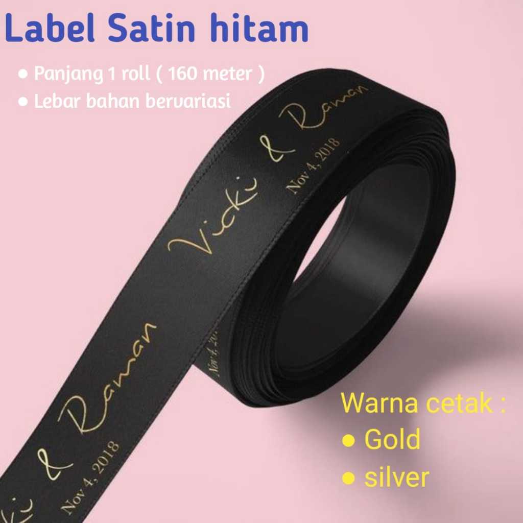 

Satin hitam 160 meter label satin pencucian washing care label pakaian label custom desain