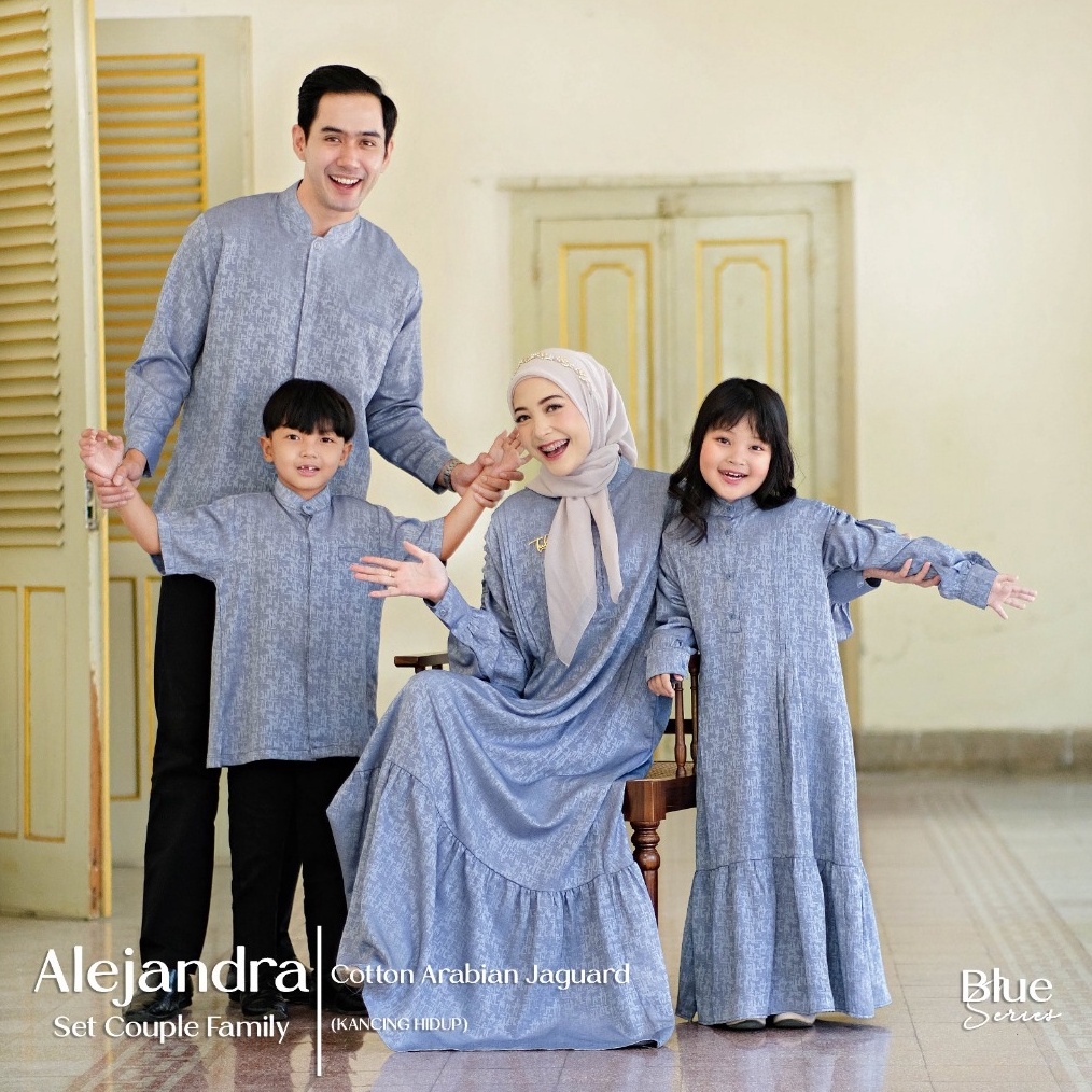KODE D68R Alejandra Set Couple Dress Kurta Muslim Cotton Arabian Jaguard Motif Batik Gamis Koko Baju