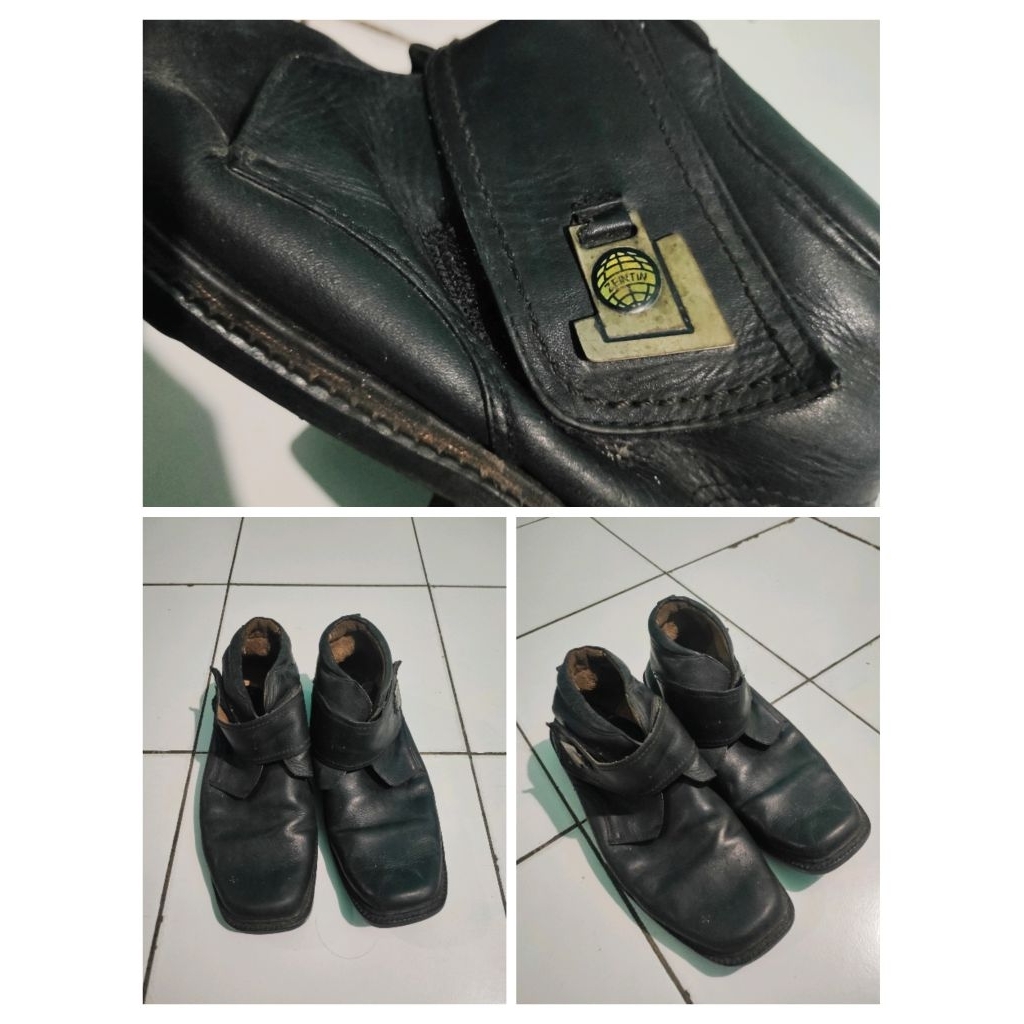 Sepatu boots kulit pria zeintin