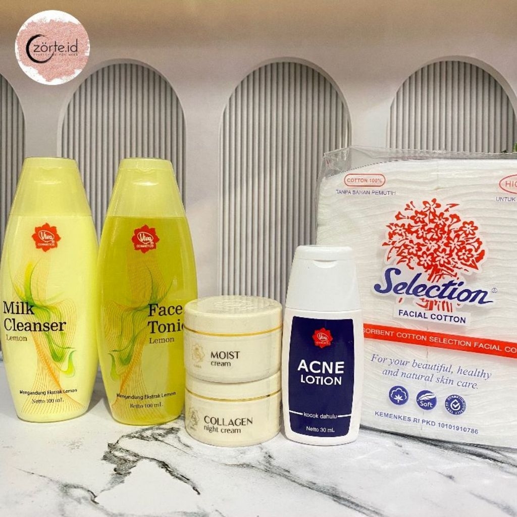 [ VIVA ] Paket seri acne lotion (milk tonic lemon 100+selection 35gr+acne lotion+collagen NC+moist C