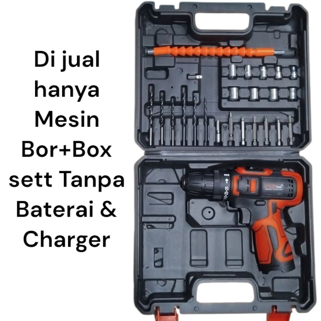 JLD 12V MESIN BOR BATERAI BOR JLD MERAH 12 VOLT TANPA BATERAI & CAS- BOR LISTRIK KOPER SETT MATA BOR