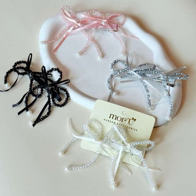 [Mor’U] - Cristy Clip - #K03 - Jepit Buaya Alligator Pita Kristal - Bando Mutiara Head Band Korea / 
