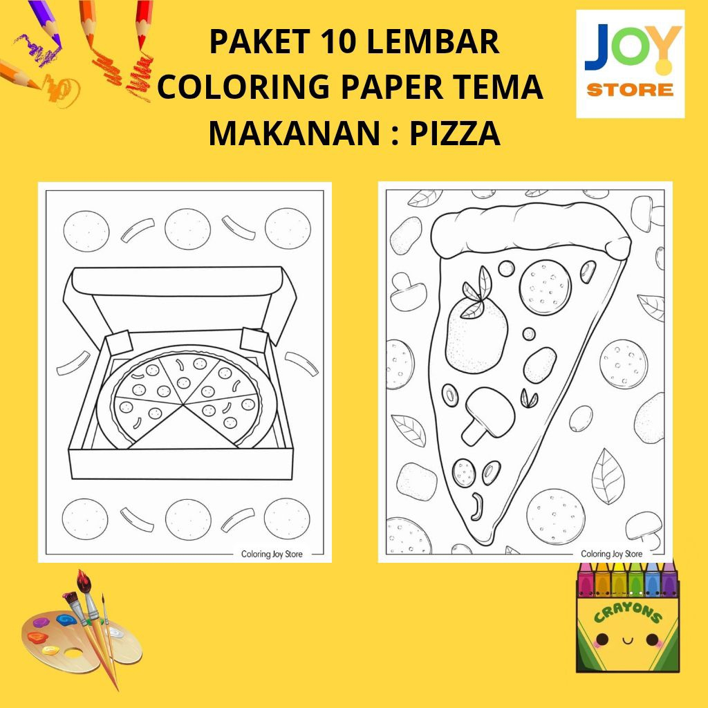 

PAKET 10 Lembar Kertas Gambar Mewarnai Tema Makanan / Food : Pizza Cute Ukuran A4 150 gsm - Coloring Paper 112