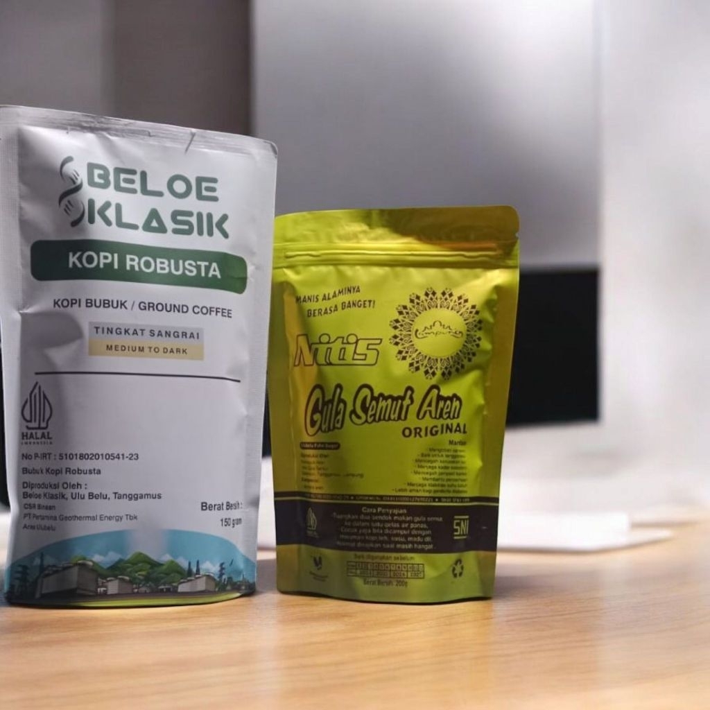 

kopi beloe klasik 150 gram dan 200 gram gula semut aren