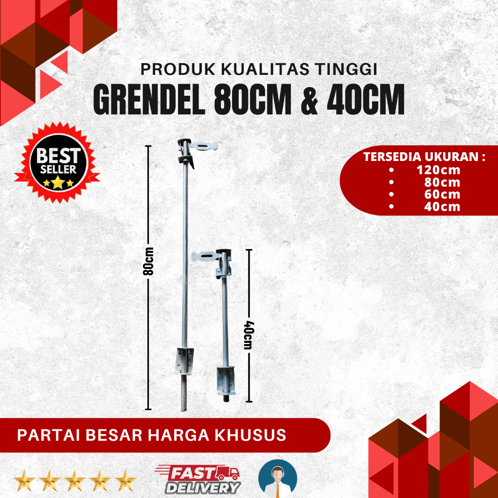 Slot pintu Besi grendel Pintu Panjang 80cm
