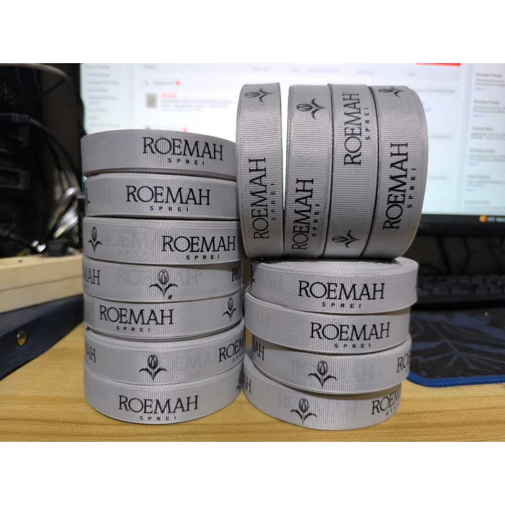 

RB Pita grossgrain costum/label hijab/pita sablon/pita merek/packaging kado/hampers