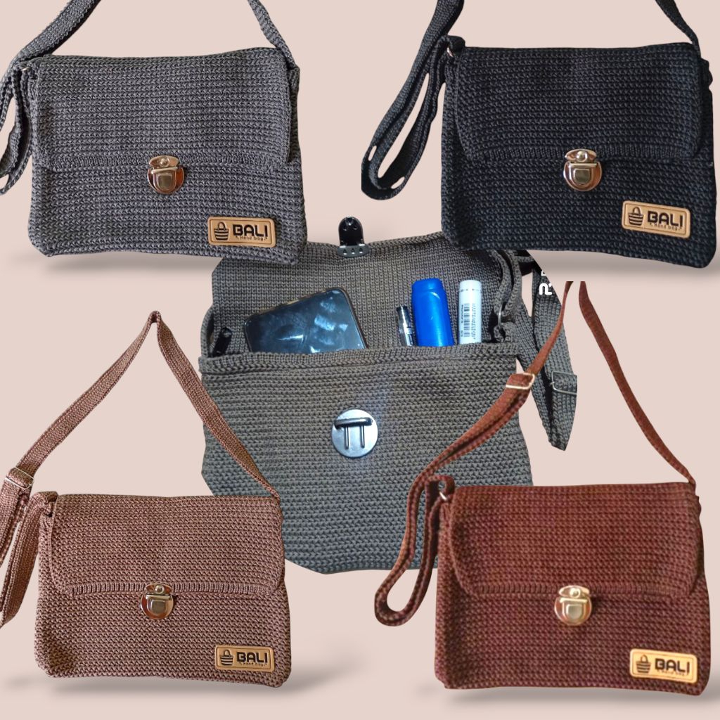 Aly dompet hp rajut selempang wanita terbaru slingbag rajut gesper mini tas hp imut tas kondangan