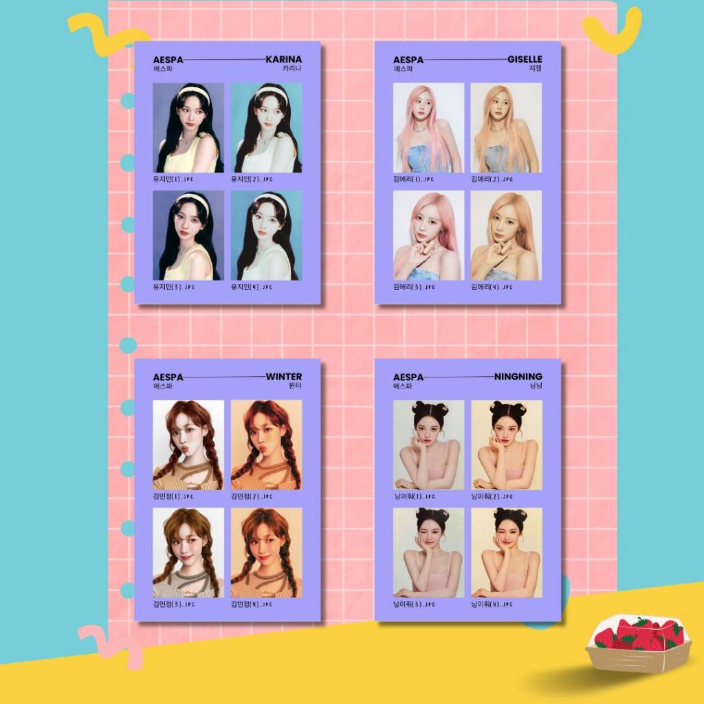 Fanmade Merch AESPA by goodsberry (Keychain Mirror Pin Lovers-Card 4Cut-Photo)