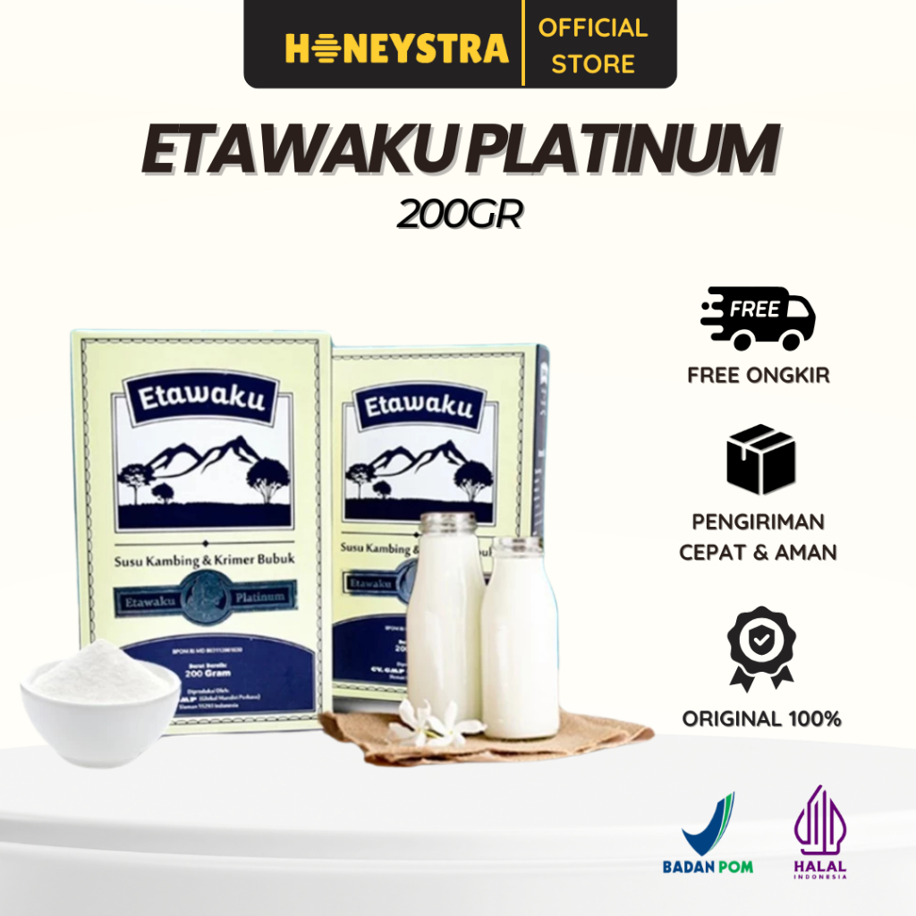 

Etawaku Platinum - Susu Kambing Etawa Murni + Krimer Bubuk yang Berkhasiat Tinggi Memiliki Kandungan Protein dan Vitamin