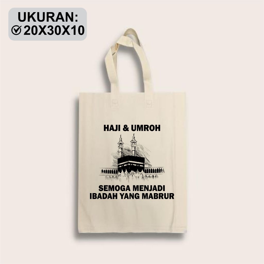 

Tas Spunbond Haji Umroh 20x30x10/Goodie Bag Souvenir Haji dan Umroh/Tas Hampers Kabah