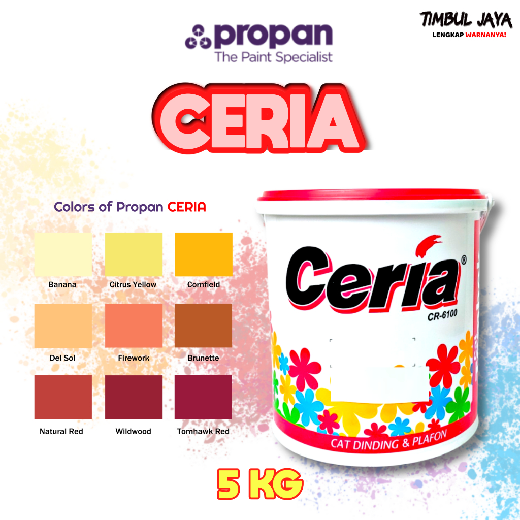 CERIA Cat Tembok Propan 5 kg Kuning Oren Merah Interior / Cat Tembok 5kg Kuning Untuk Ruang Keluarga