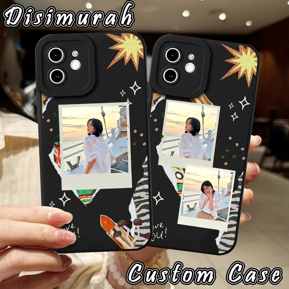 Disimurah Case Custom motif hitam polaroid Terbaru 2025 Softcase Custom Aesthetic Tambah Foto Dan Na