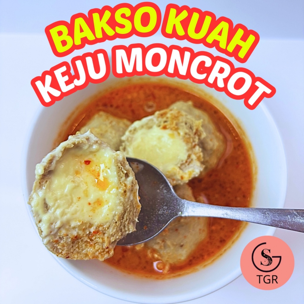 

BAKSO KUAH KEJU MONCROT HOT CREAMY CHILLI OIL ISI 4 BUTIR Food Frozen Makanan Baso Instan Susu Aci