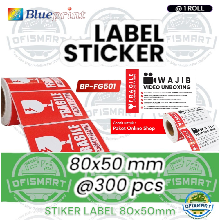 

Blueprint Sticker Label Fragile Unboxing 80x50 Isi 300 Stiker Murah @1 Rol
