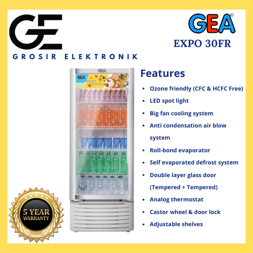 SHOWCASE GEA EXPO 30FR 222 LITER 4 RAK GARANSI RESMI