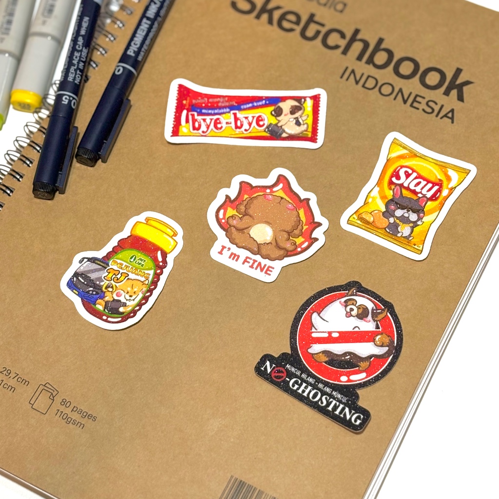 

Pinkpeon - Snack Edition Dog Sticker |Sticker Vinyl Glitter Die Cut Planner Jurnal Decor