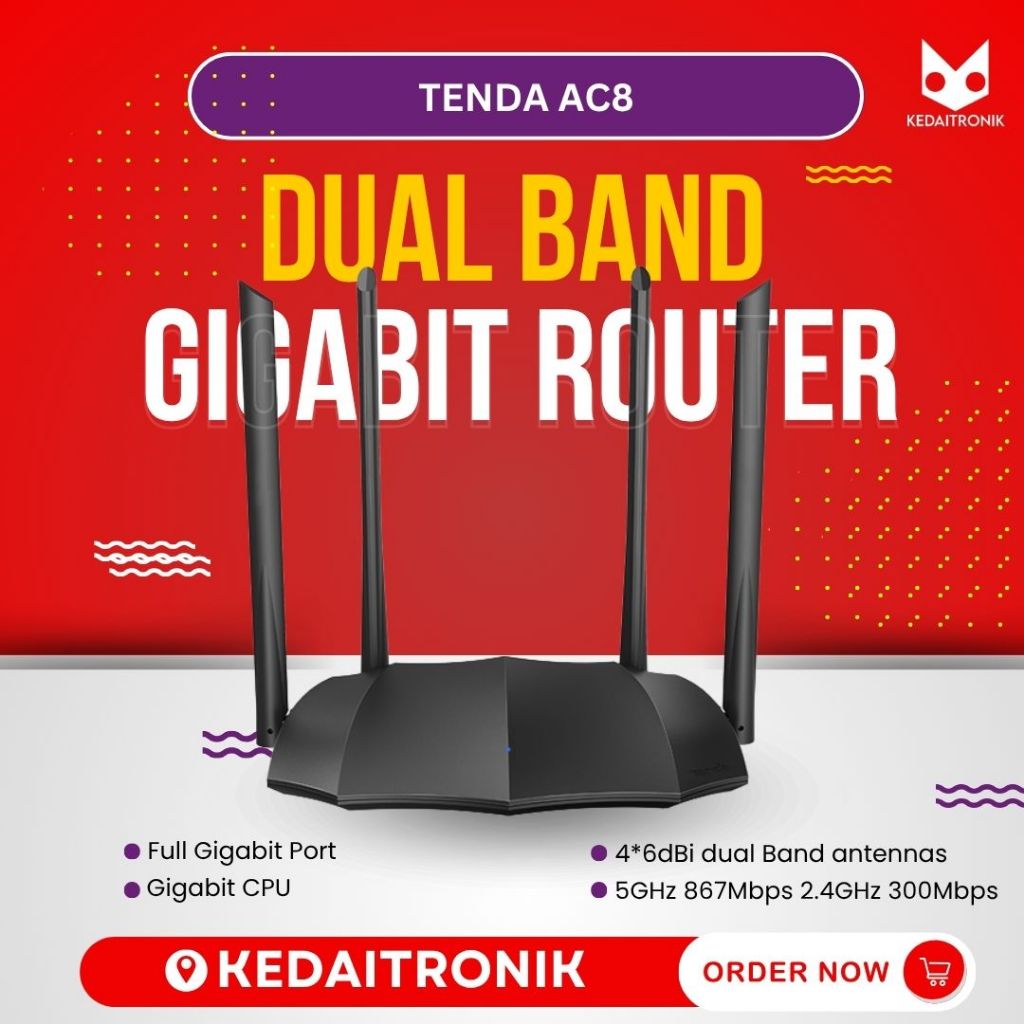 TENDA AC8 DUALBAND ROUTER REPEATER AC1200 GIGABIT PORT