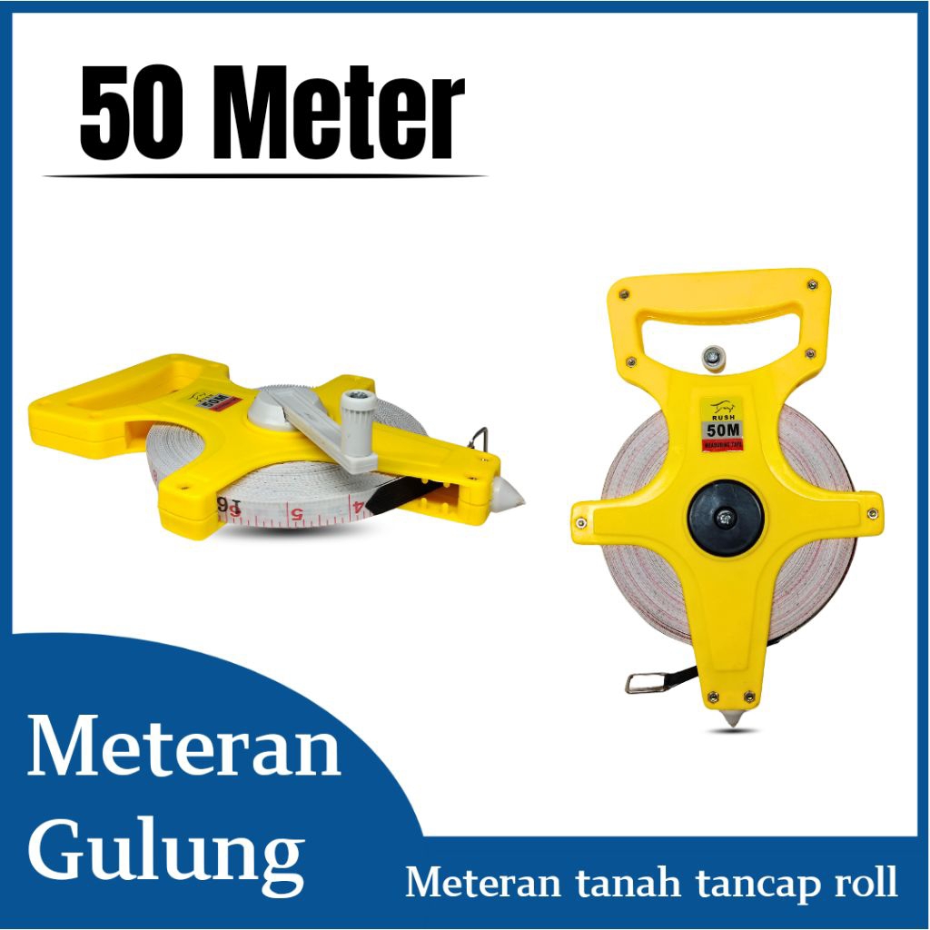 Meteran tanah tancap kain gulung roll 50 meter