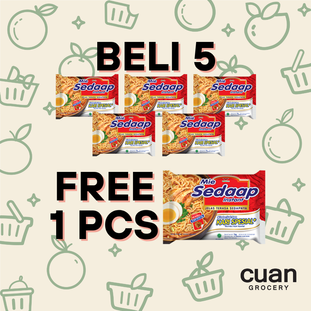 

PROMO!! Mie Sedaap Kari Spesial (Beli 5, Free 1Pcs)