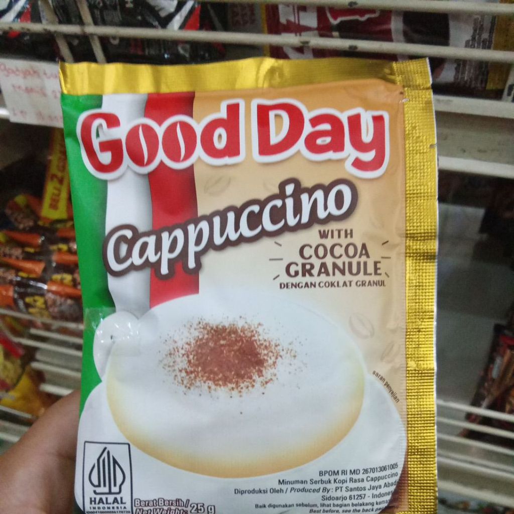 

Good Day cappucino with cocoa granule 25gr Renteng Isi 10 Sachet