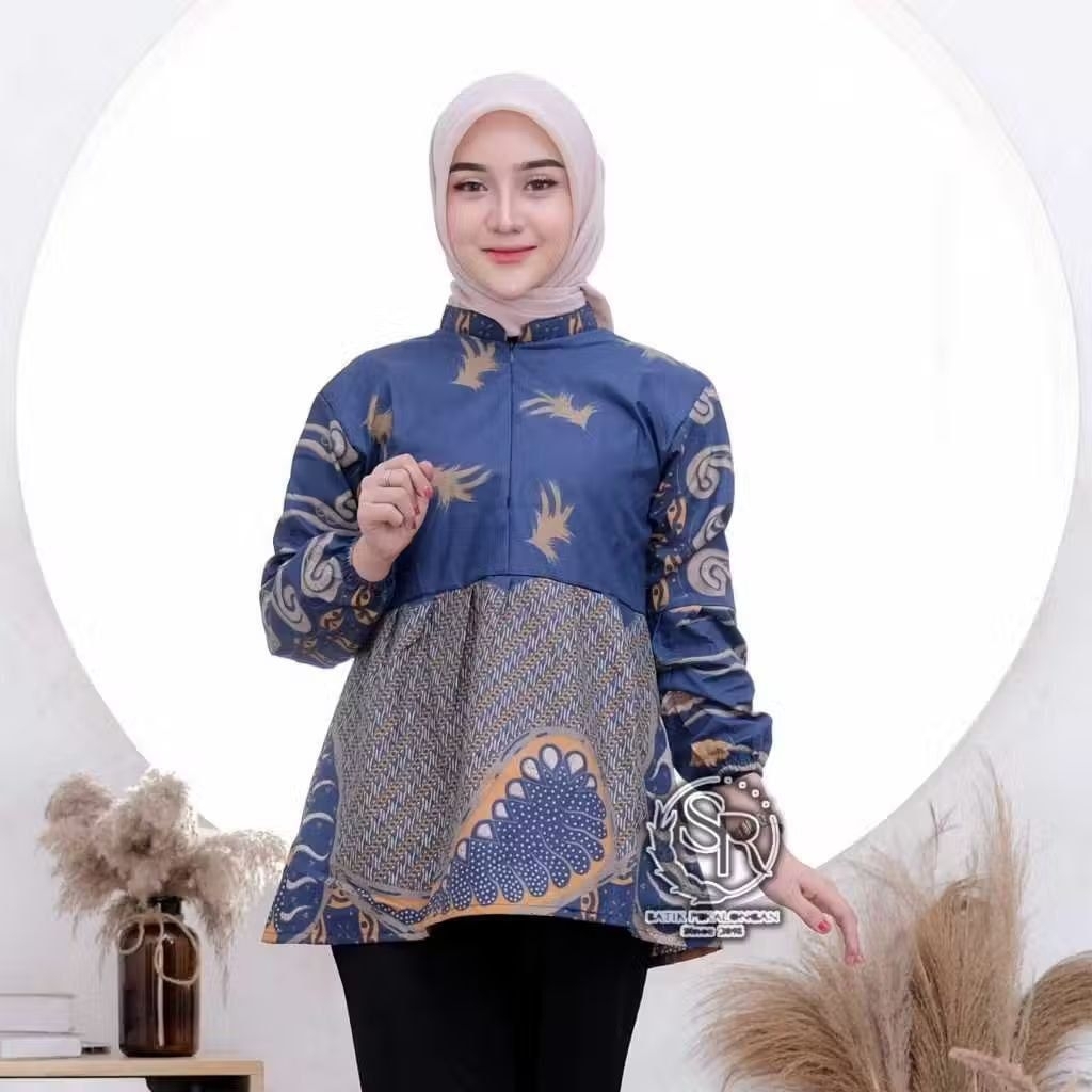 ATASAN BLOUSE BATIK LENGAN BALON UKURAN (M L XL XXL) - ATASAN WANITA