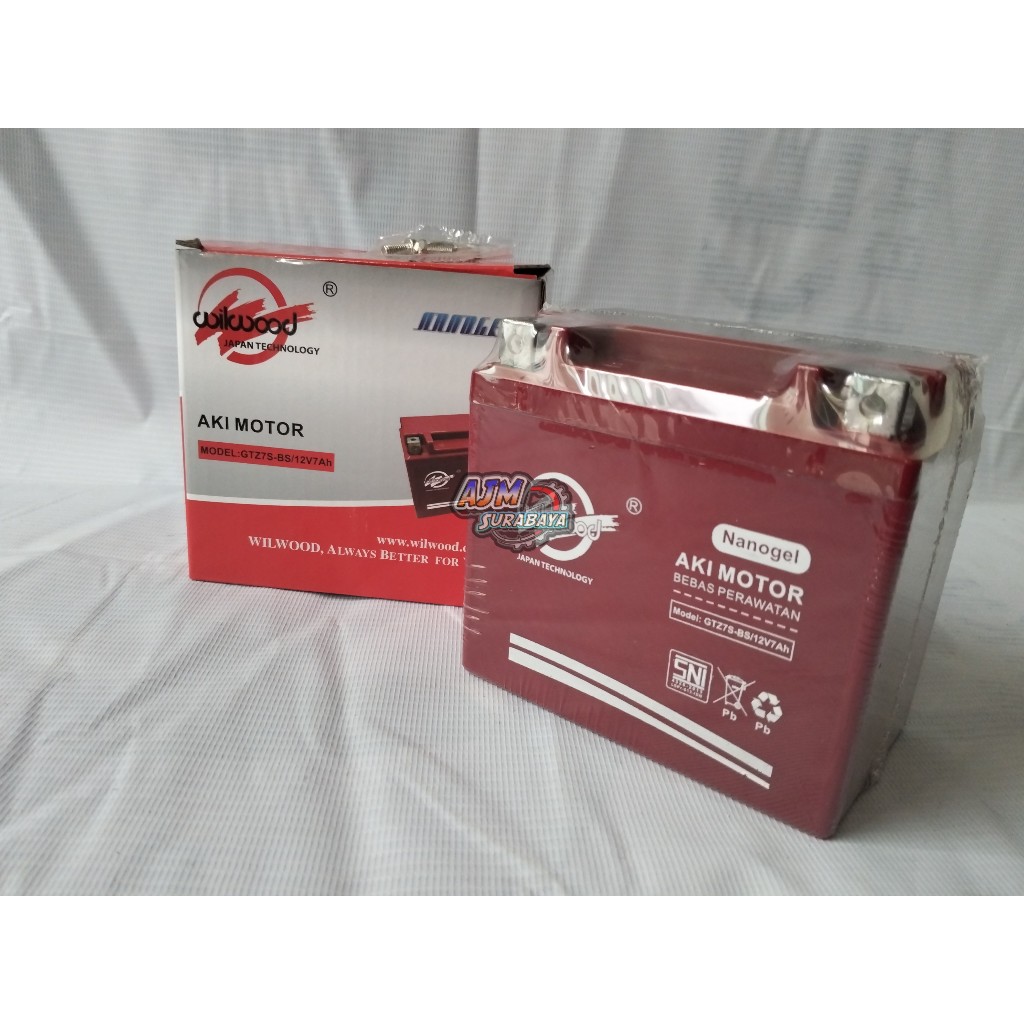Aki wilwood Aki kering accu GTZ7S/12V7Ah Nanogel Satria Fu Klx vario