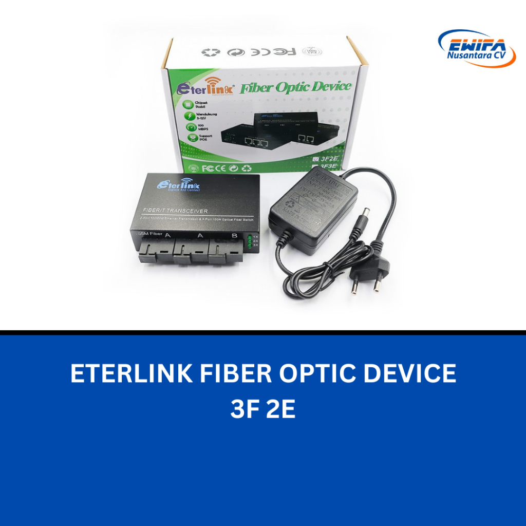 ETERLINK Ethernet Fiber Converter 100Mbps 3F2E (3FO 2ETHERNET)