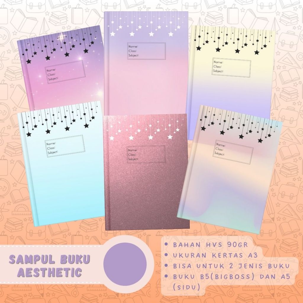 

8 Lembar Sampul Buku Aesthetic A5 & B5 Korean Book Cover Dvns Project