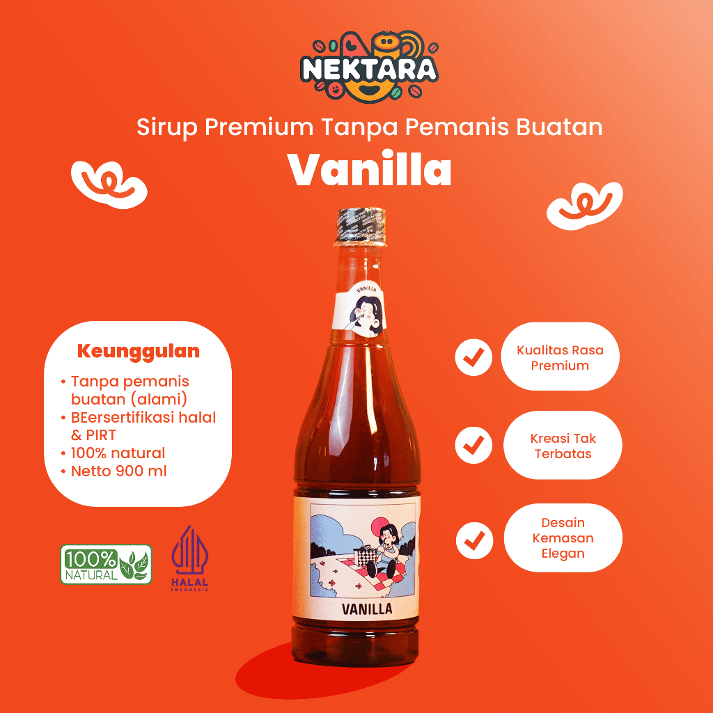 

Nektara SIrup Premium Vanila Cake Tanpa Pengawet Utk Bahan Makanan, Minuman di Kafe, Coffeeshop