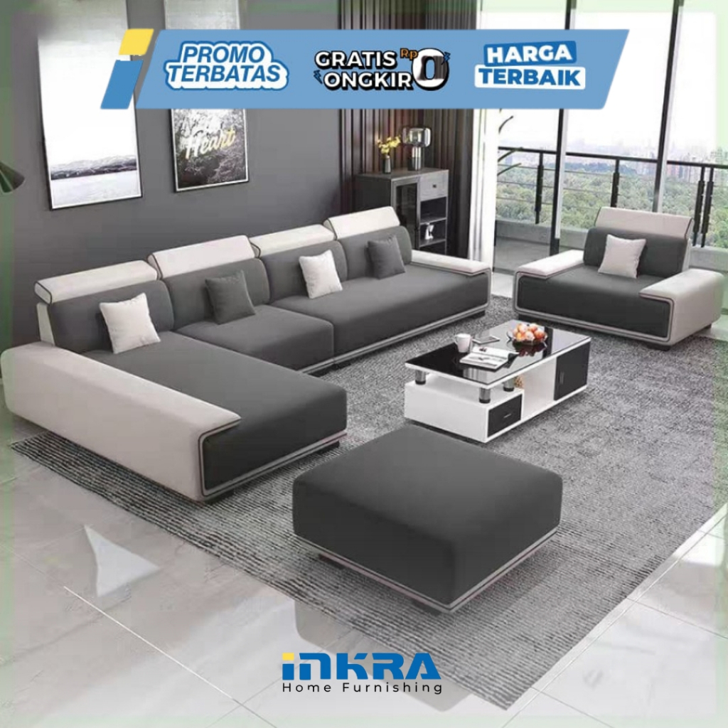 Sofa Ruang Keluarga Modern  Model L Fullset Terbaru