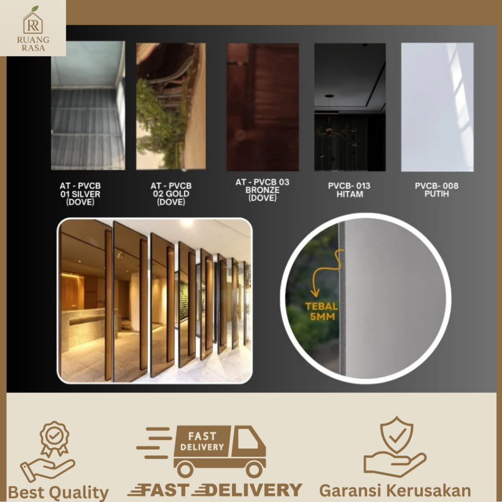 PVC BOARD MIRROR & DOVE / UK 1,2m x 2.9m / Tebal 5mm