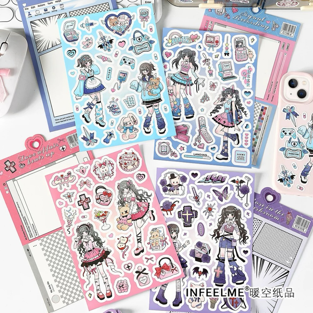

sticker sheet anime girl coquette dekorasi journal stiker lucu readystock B2912