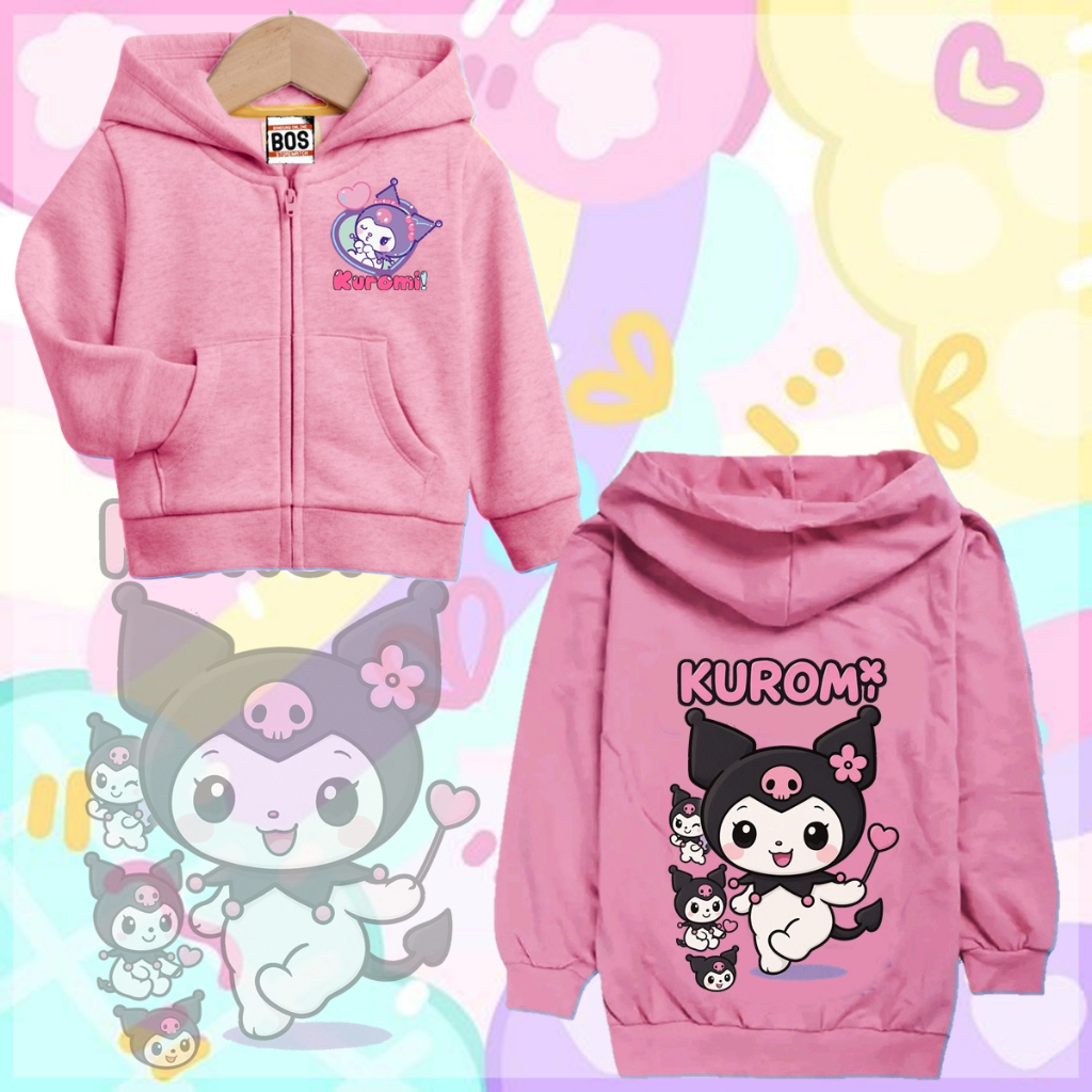 Jaket Hoodie Anak Motif kuromi melody cinamorol Usia 4-11 Tahun sweater lion