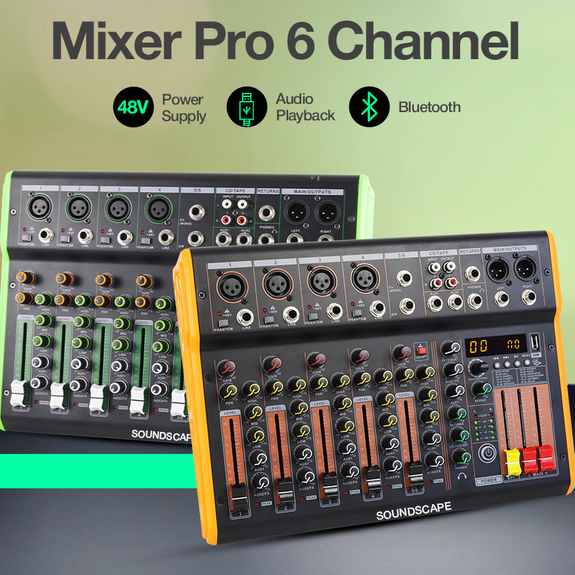 IDEELAB【COD】 4/6 channel mixer /mixer audio/99dsp digital mixer 6 saluran murah profesional/soundcar