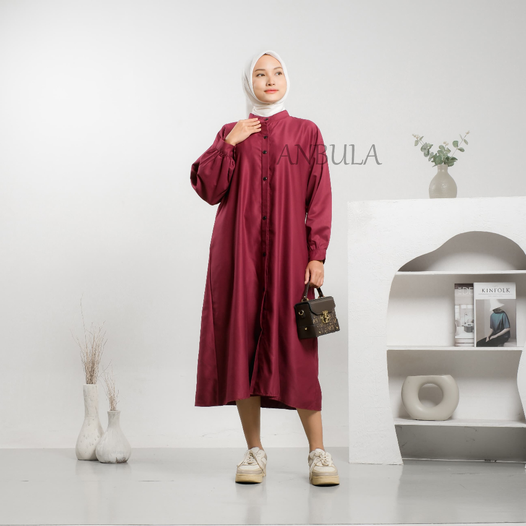 Midi Dress Polos Terbaru Casual Jumbo Dress Remaja Kekinian Dress Midi Polos Busui Katun Toyobo kanc