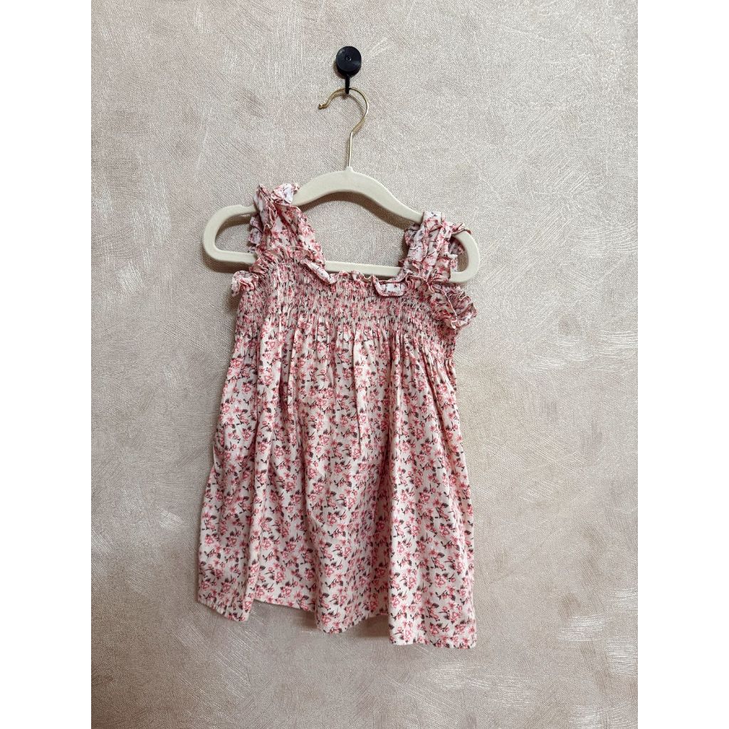 Preloved dress smocked bunga pink tank