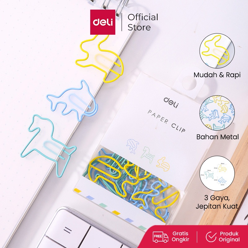 

Deli Paper Clip / Penjepit Kertas / Klip Kertas Isi 12pcs Bentuk Lucu Warna-Warni 005X