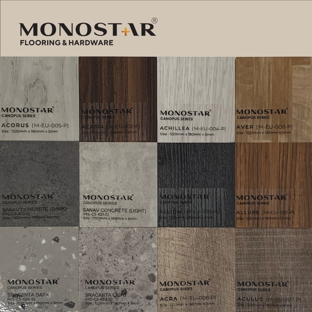 Monostar Spc klik flooring Lantai Spc klik canopus