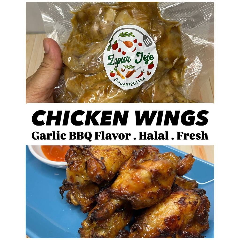 

Chicken Wings Frozen Homemade Garlic BBQ Flavor Halal Fresh 500gr 300gr buat Bekal Anak dan Suami