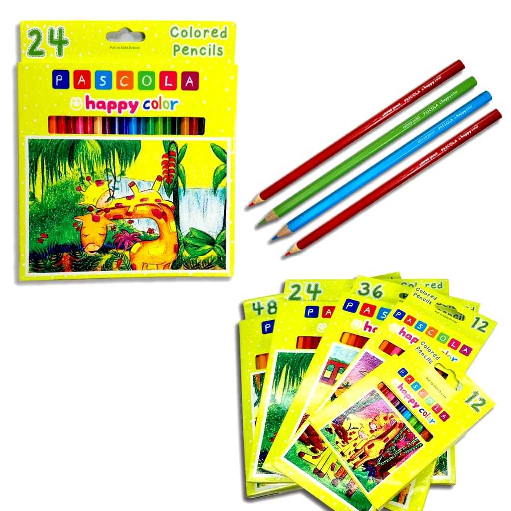 

Veiso_Pascola Happy Color / Pencil warna / 24 Colors FL-12 Colors L-12 Colors HL / Set ( Pensil Warna / Pewarna / Coloring )