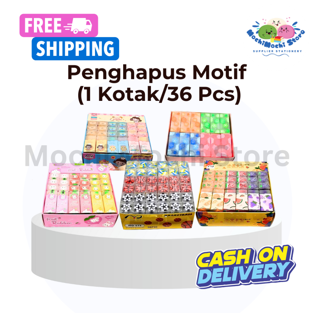 

PER KOTAK/36 PCS Penghapus Motif | Penghapus Karakter Ukuran Besar | Eraser ER-SQ13 | Penghapus Buah MQ-629 | Penghapus Bola MQ-675 | Penghapus Sweet Baking MQ-686 | Penghapus Fruit Rubber MQ-691