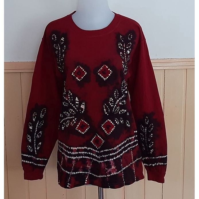 KODE X37L Kaos Sasirangan Banjarmasin Kaus Batik Jumputan Katun Wanita Pria Lengan Panjang Uk S M L 