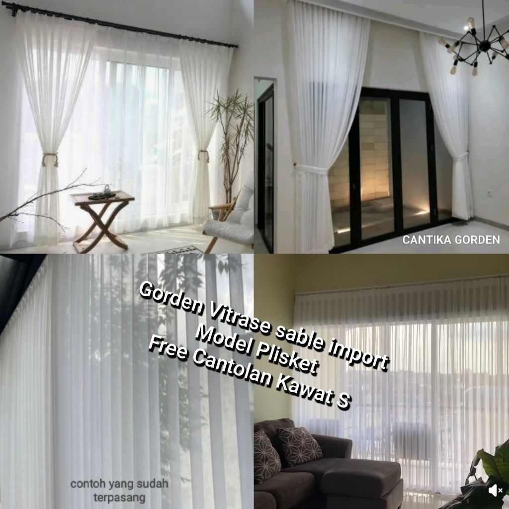 VITRASE GORDEN POLOS PUTIH SABLE IMPORT MODEL PLISKET   gorden lapisan siang
