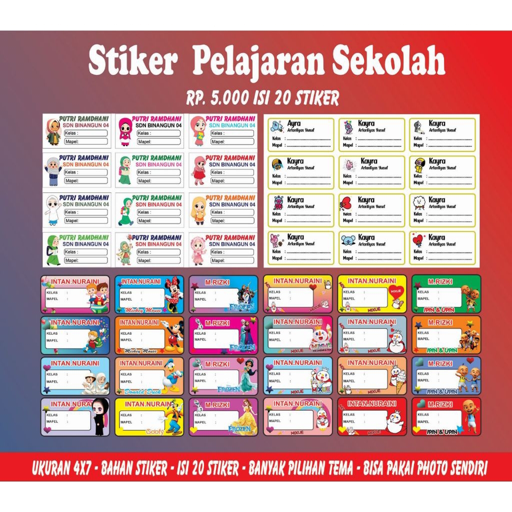 

Stiker Label Mata Pelajaran Sekolah Isi 20 Stiker
