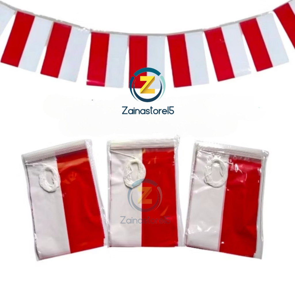 Bendera plastik renteng / bendera plastik merah putih + tali