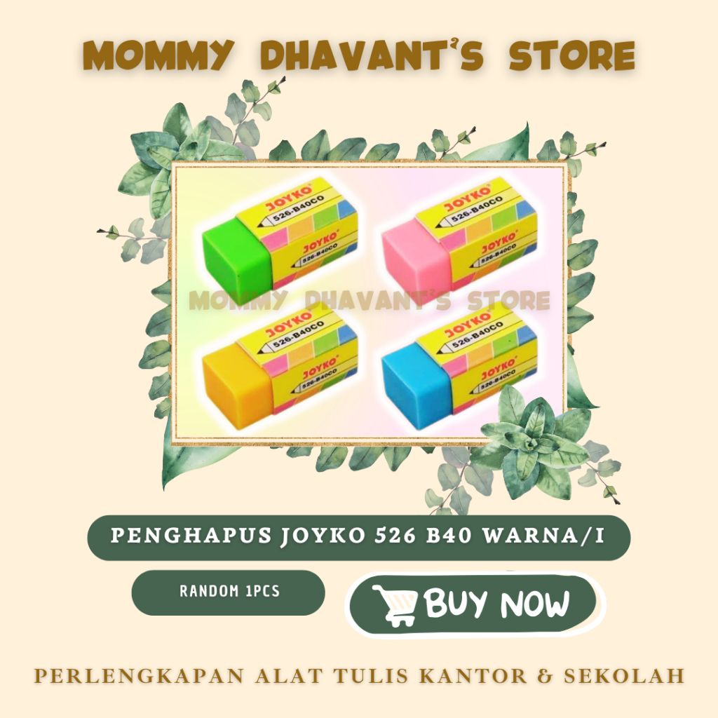 

MD JOYKO 526 B40 / Penghapus Pensil / Eraser / Karet Penghapus / Korektor Pensil / Pencil Corrector / Hapusan Stationery / Warna-warni / Penghapus Karet / Penghapus Elastis