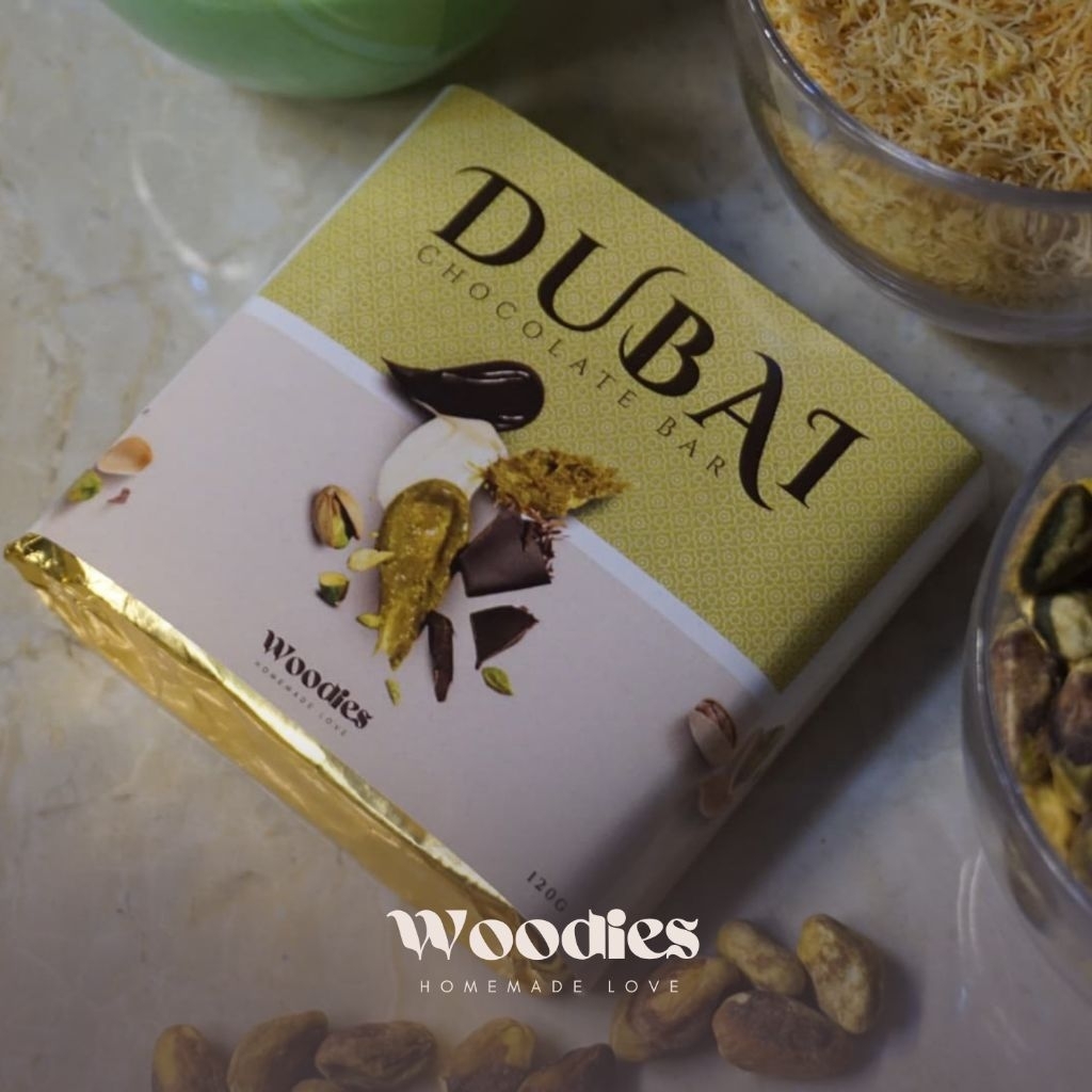 

Woodies | Dubai Chocolate Kunafa Pistachio Bar 120g (Ready Stock)