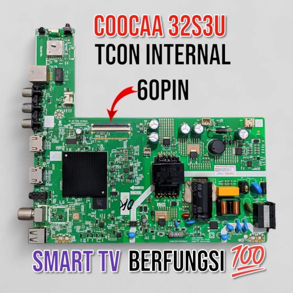 MB COOCAA 32S3U - MAINBOARD COOCAA 32S3U - MESIN TV COOCAA 32S3U - COOCAA 32S3U TCON INTERNAL 60PIN 
