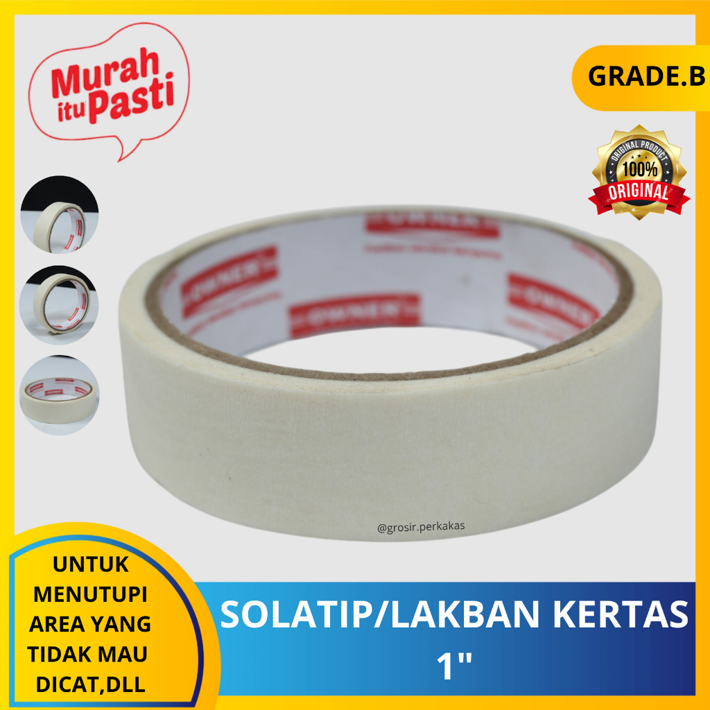 

SOLATIP/LAKBAN KERTAS 1" DAN 2" - ISOLASI KERTAS -Masking Tape. [B][#SOLATIP]