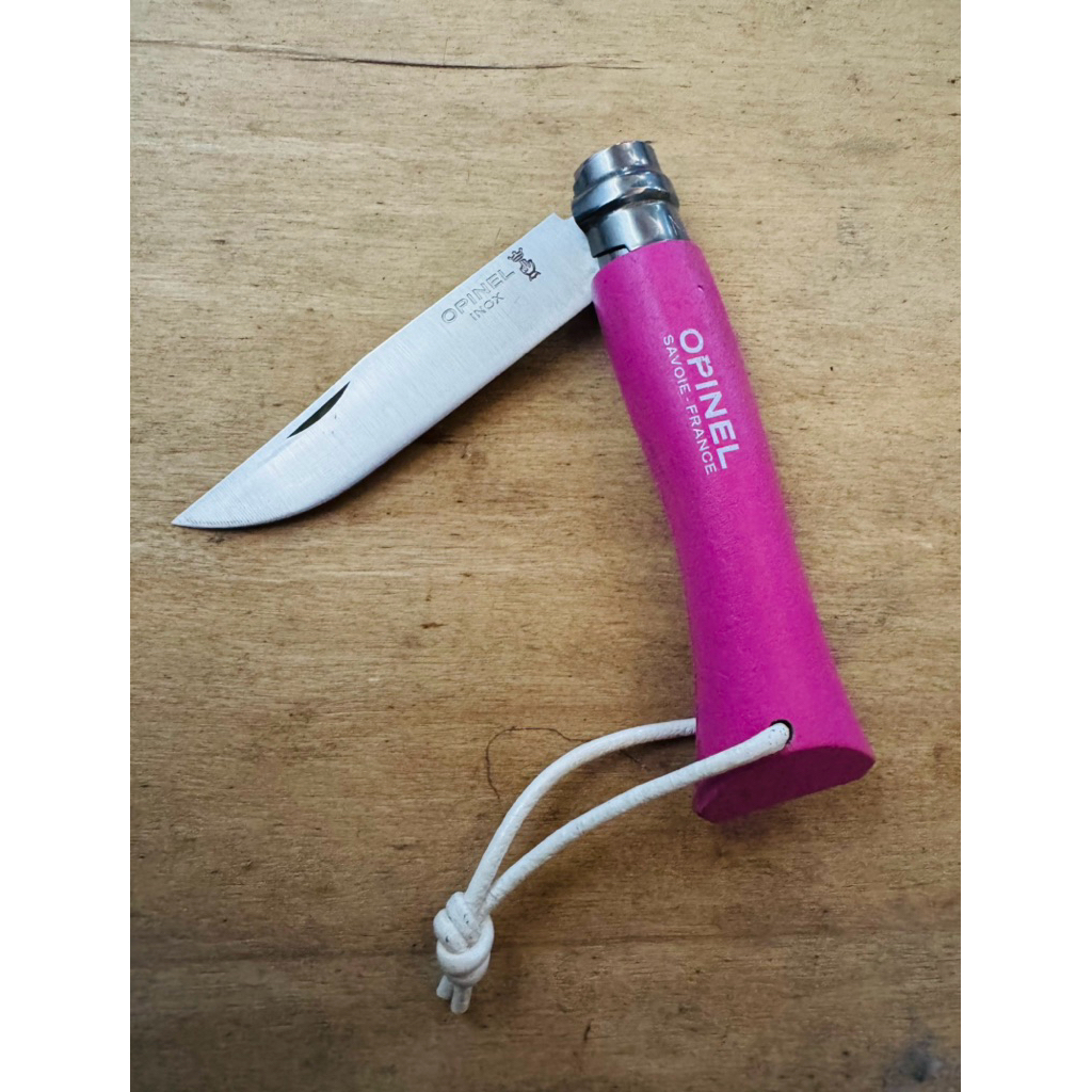opinel 07 inox handle kayu merah muda/pink (original bekas)